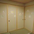 襖絵（日本画、個人宅）和室の内面。右から春夏秋冬になっている。
