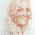 Portrait von Wissenschafterin vom Herzen in Rötel gezeichnet
