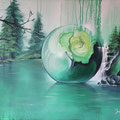 "Groen" (uit de chakrareeks) - 2015 - acryl op doek 80 x 60 - verkocht