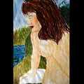 bath at a lake ("das Mädchen am See"), watercolor on paper