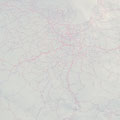 赤い網　｜　78.8cm, 109.1cm　｜　50万分の1地方図、アクリル絵の具