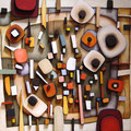 3D Holz & Öl auf Leinwand 50 x 50 cm  Oil & wood on canvas