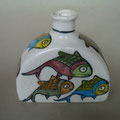 Vase  blanc  - motif poisson