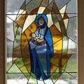 Glasfenster mit Zinneinfassung, Hl. Maria