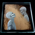 'memory cloud 2' reverse engraved glass with white gold leaf. 12x12cm. nancy sutcliffe glass engraver