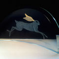 'gilded hare' engraved, with moon gold leaf 20cms wide