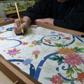 hand painting on kimono cloth