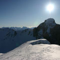 Blick auf die Abfahrt und die Punta di Valacia