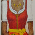 Hilde auf Eichenholz