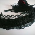 Gothic Lolita Red & lack Layered Bow Lace Headband 