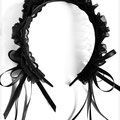 Gothic Lolita Black Lace Headband with Side Bows