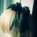 Gothic Lolita Red & lack Layered Bow Lace Headband 