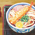 Udon noodles with shrimp tempura   /Feb.2020