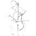 Cellist/Bleistiftzeichnung eingescannt/nachbearbeitet/A4