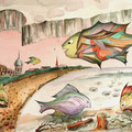 "Gyvenimas po ledu" 2005m.  akvarele/popierius 54x40
