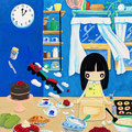 Ayano illustration, midnight baking