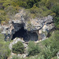 Cave Grava Gardiki seen from the Byzantine castle opposite the cave.