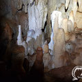 Impressive group of stalagmites inside the cave. 