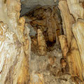 Stalactites and stalagmites in the main room of the cave.