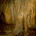 Stalactites and stalagmites in the main room of the cave.