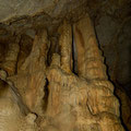 Stalactites and stalagmites in the main room of the cave.