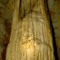 Stalactites and stalagmites in the main room of the cave.