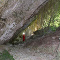 The exit from the cave leads to a gorge.