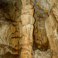 Stalactites and stalagmites in the main room of the cave.