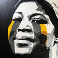 Portrait Betty Shabazz Acrylique sur toile 100x100 cm © Julia Ratsimandresy