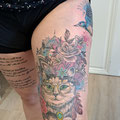 Watercolor und Fineline Katze Mandala © Farb Fleck Tattoo OG Tattoostudio Linz