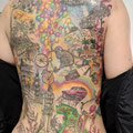 Watercolour Sketchy Rückentattoo Reisen © Farb Fleck Tattoo OG Tattoostudio Linz