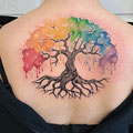 Watercolor Regenbogen Baumtattoo © Farb Fleck Tattoo OG Tattoostudio Linz