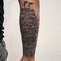 Segelschiff black and grey © Farb Fleck Tattoo OG Tattoostudio Linz