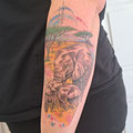 Watercolour Family Tattoo Elefantenfamilie © Farb Fleck Tattoo OG Tattoostudio Linz