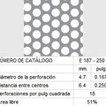 LAMINA PERFORADA BARRENOS REDONDOS E187-250 51% área libre