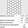 LAMINA PERFORADA BARRENOS REDONDOS E157-187 64% área libre