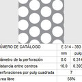 LAMINA PERFORADA BARRENOS REDONDOS E314-393 58% área libre