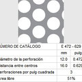 LAMINA PERFORADA BARRENOS REDONDOS E472-629 51% área libre
