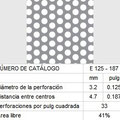 LAMINA PERFORADA BARRENOS REDONDOS E125-187 41% área libre