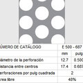 LAMINA PERFORADA BARRENOS REDONDOS E500-687 48% área libre