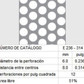 LAMINA PERFORADA BARRENOS REDONDOS E236-314 51% área libre