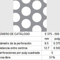 LAMINA PERFORADA BARRENOS REDONDOS E375-500 51% área libre