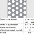 LAMINA PERFORADA BARRENOS REDONDOS E196-314 35% área libre