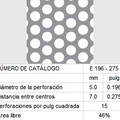 LAMINA PERFORADA BARRENOS REDONDOS E196-275 46% área libre