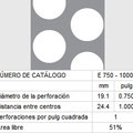 LAMINA PERFORADA BARRENOS REDONDOS E750-1000 51% área libre