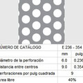 LAMINA PERFORADA BARRENOS REDONDOS E236-354 40% área libre