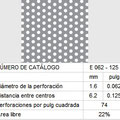 LAMINA PERFORADA BARRENOS REDONDOS E062-125 22% área libre