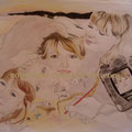 "Das andere Gesicht"...Buntstifte auf Papier 2010 (30x42cm) verkauft