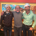 Zürs, Winter 2018: Raphael und Thomas mit Regisseur und Schauspieler Karl Markovics bei den Dreharbeiten zum Landkrimi in Zürs