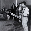 THE ROCKING DIAMONDS in de Phonogram studio (begin 1960) vlnr: Benno v.d. Weghe - Jan van Herwaarden - Piet Kruithof - Franky Franken - Paul Snelders